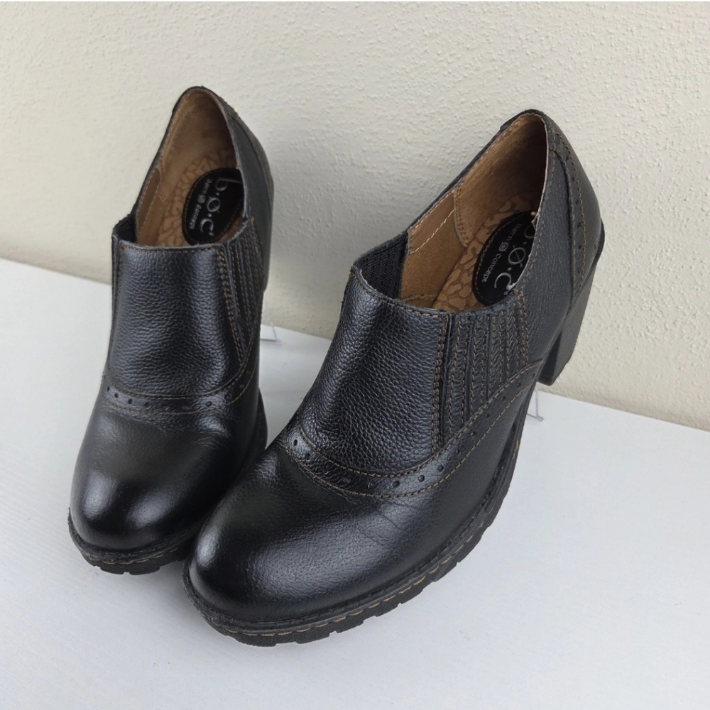 B.O.C.‎ Sorla Block Heel Black Pebble Leather Slip On Stretch Ankle Booties 8 - Picture 2 of 10